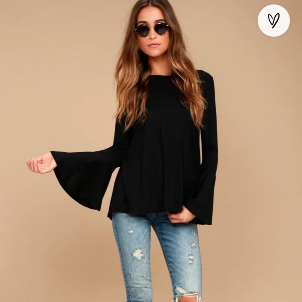 LULUS Let It Be Me Black Long Sleeve Top